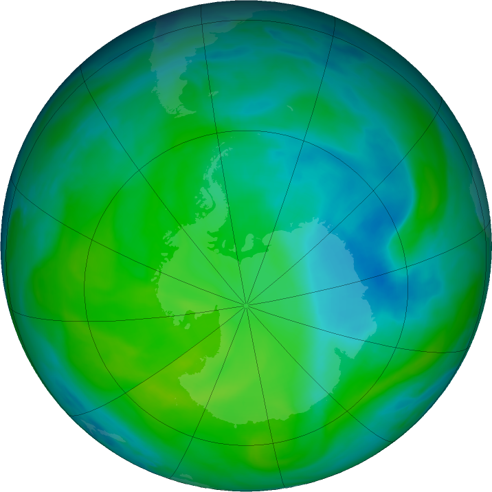 Antarctic ozone map for 22 December 2023